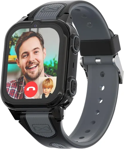 Citfis Reloj inteligente 4G para niños con rastreador GPS, video y llamadas de voz, reloj GPS para niños de 5 a 12 años, cámara de chat SOS, Negro