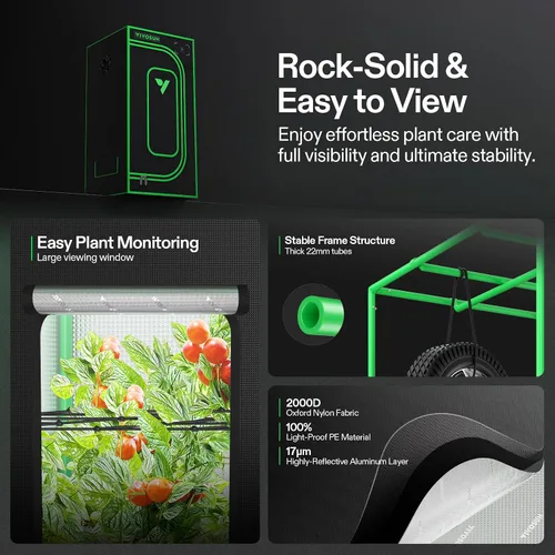 Miniatura 7 de VIVOSUN Smart Pro - Kit de tienda de cultivo de 2 x 2 pies, 1 planta, control automático integrado con WiFi con GrowHub E42A+, luz LED