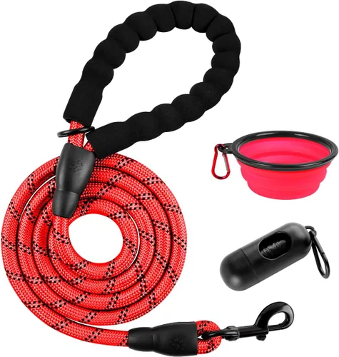 Miniatura 27 de BARKBAY Correas de perro para perros grandes, correa resistente de 4/5/6 pies con cómodo mango acolchado e hilos altamente reflectantes para perros