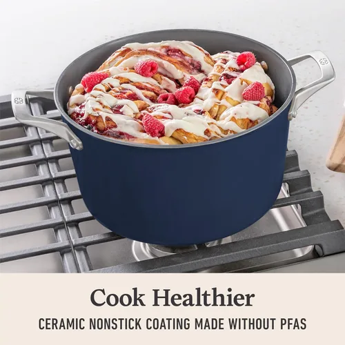 Miniatura 4 de Calphalon® Premier Horno holandés antiadherente de cerámica de 7 qt. con tapa, Azul medianoche