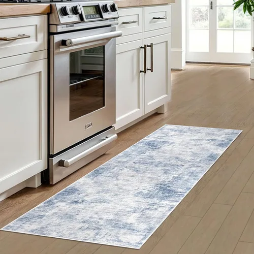 Miniatura 1083 de IOHOUZE Alfombra abstracta lavable de 3 x 12 pies para pasillos, antideslizante para cocina, camino de entrada de lana sintética para interiores