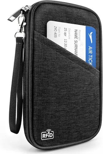 Miniatura 12 de Cartera de pasaporte para la familia con RFID, organizador de documentos de viaje, impermeable para mujeres, billetera de pasaporte portátil