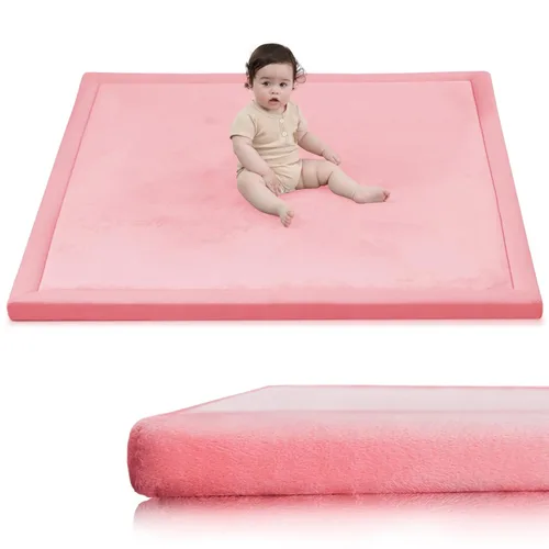 Miniatura 49 de Huloo Sleep - Tapete de juego para bebé, tapete de espuma viscoelástica de 1.3 pulgadas de grosor, terciopelo coral suave, antideslizante, Gris
