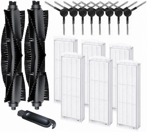 WVCR200S Kit de accesorios compatible con aspiradora robot WYZE, kit de piezas de repuesto de 17 piezas con 2 cepillos de rodillo principales, 6