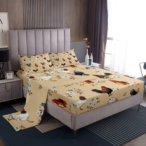 Miniatura 23 de Erosebridal Juego de sábanas para niños y niñas, diseño de pato amarillo, diseño de patos de dibujos animados, juego de ropa de cama de granja