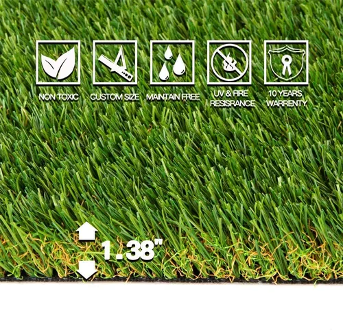 Miniatura 3 de Alfombra de césped artificial con agujeros de drenaje y parte trasera de goma, para interiores y exteriores, realista, sintética, para patio