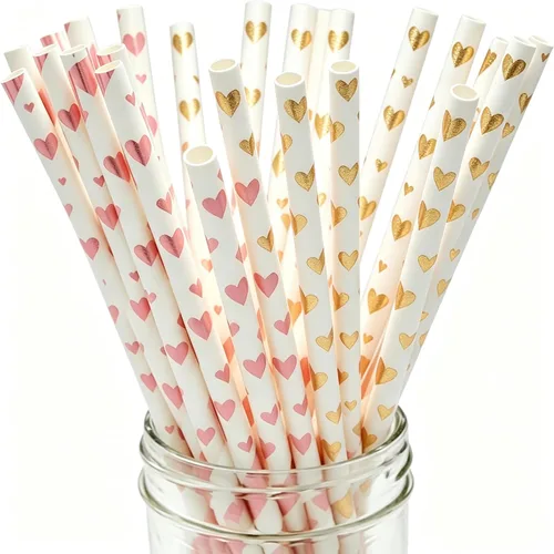 Miniatura 10 de Pajitas de papel iridiscente blanco, paquete de 100 pajitas desechables de papel de aluminio de perlas blancas para palitos de pasteles, palitos
