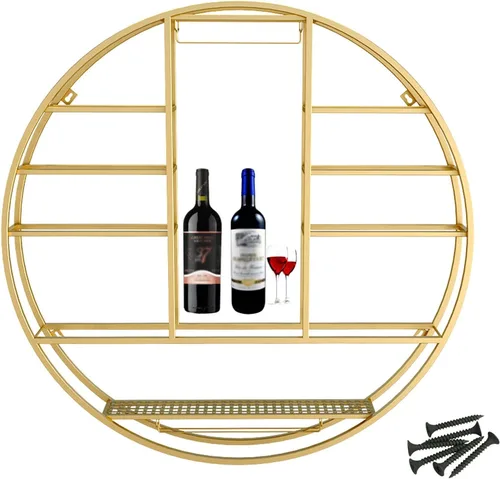 Miniatura 8 de Estante colgante para copas de vino montado en la pared, Estante para copas de vino para barra de cocina, soporte de exhibición redondo de la taza