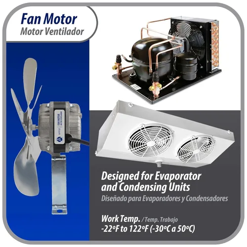 Miniatura 7 de Appli Parts APFM-101E - Motor de condensador y evaporador de refrigeración de 10 W, 115 V, 60 Hz, 0,65 A, 1450 rpm, incluye base y hoja