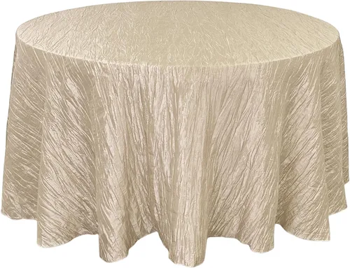 Your Chair Covers - Mantel redondo de tafetán arrugado de 132 pulgadas - Mantel de comedor color champán, brillante aplastado para bodas, fiestas,