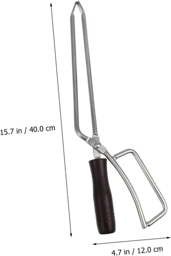 Miniatura 8 de GANAZONO Pinzas largas para barbacoa con mango de haya maciza, pinzas para parrilla de cocina al aire libre, 1 ud
