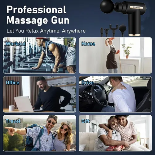Miniatura 3 de Pistola de masaje, masaje muscular de tejido profundo mejorado para aliviar el dolor, masajeador de percusión con 4 cabezales de masaje y motor