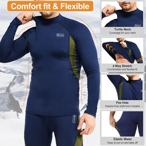 Miniatura 4 de romision Thermal Underwear for Men Long Johns Fleece Lined Hunting Gear Bottom Top Set Base Layer for Cold Weather XS-4XL