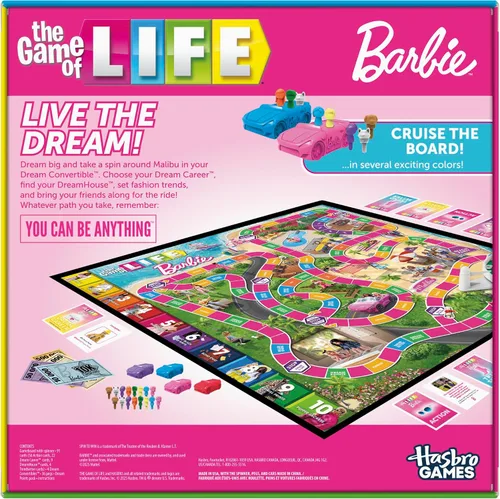 Miniatura 2 de Hasbro Games The Game of Life: Barbie Edition Juego de mesa A partir de 8 años 2 a 4 jugadores Divertidos juegos familiares para niños