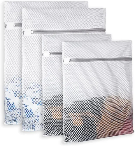 Miniatura 11 de SUERIV Bolsa de lavandería extragrande de malla de nido de abeja de 125gsm, tela de red duradera y reutilizable para lavado delicado, bolsa