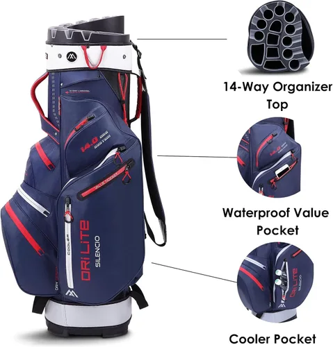 Miniatura 6 de Big Max Dri Lite Silencio 2 - Bolsa impermeable para carrito de golf con protector de 14 vías para club de golf con parte superior, bolsillos
