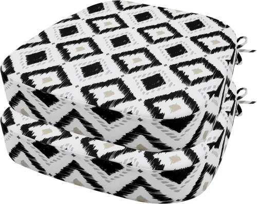 Miniatura 38 de idee-home Juego de 2 cojines para sillas de exterior, 17 x 17 pulgadas de grosor, en forma de D, cojines de asiento impermeables con lazos