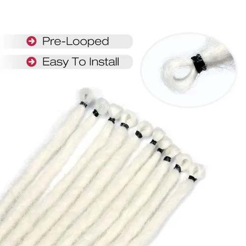 Miniatura 7 de Kraler - Extensiones de rastas de 22 pulgadas con 40 hebras, trenzadas a mano, estilo reggae, de color blanco perla, sintéticas, de 0,6 cm de ancho