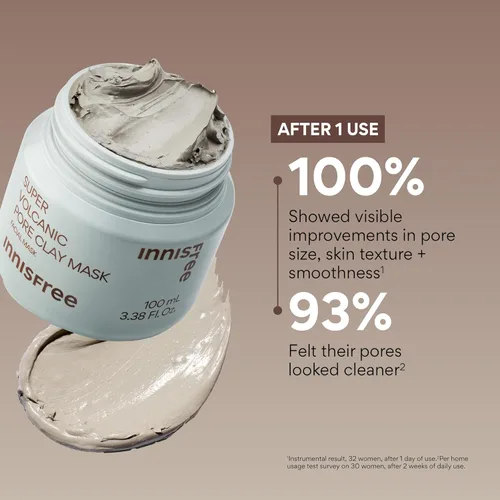 Miniatura 4 de innisfree Super Volcanic Clay Mask, Pore Cleansing & Oil Control Face Mask for Oily Skin with AHA, Korean Wash-Off Clay Mask for Clogged Pores