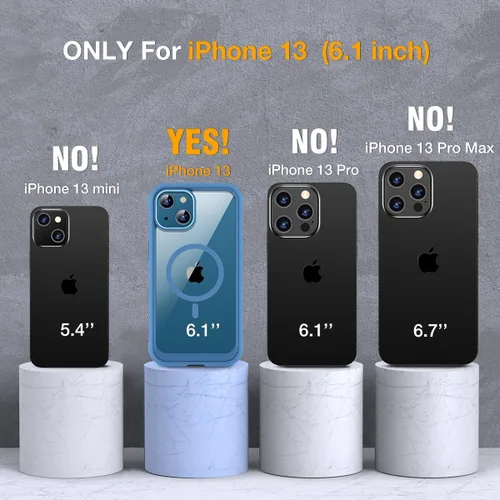 Miniatura 2 de Miracase Funda para iPhone 13 de 6.1 pulgadas, [sin burbujas] funda de teléfono de cuerpo completo con pantalla de vidrio completa integrada, sin