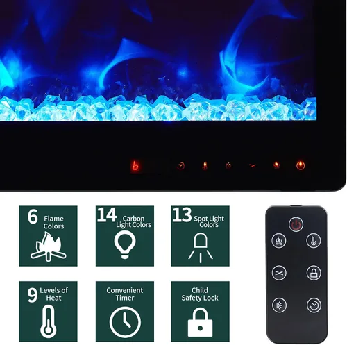 Miniatura 7 de EDYO LIVING Chimenea eléctrica de 50 pulgadas empotrada y montada en la pared y lineal con temporizador, control remoto, color de llama ajustable