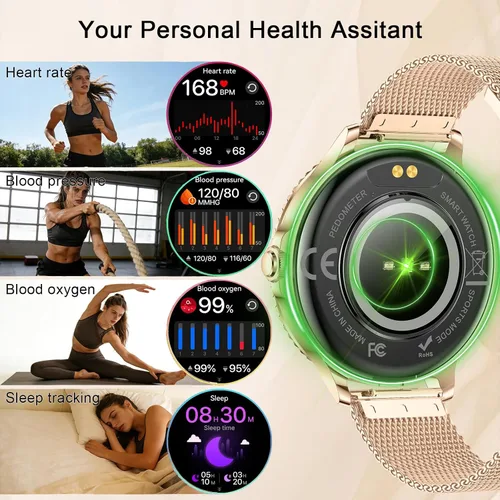 Miniatura 3 de Efolen Relojes inteligentes para mujer, responder/hacer llamadas, reloj inteligente de 1.27 pulgadas para monitor de frecuencia cardíaca, monitor