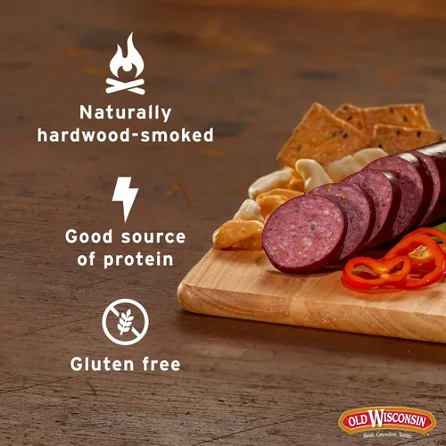 Miniatura 4 de Old Wisconsin Premium Salchicha de Verano, Carne 100% Natural, Charcutería, Lista para Comer, Alta en Proteínas, Baja en Carbohidratos, Keto, Sin