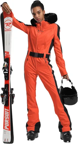 Miniatura 13 de GSOU SNOW Traje de esquí para mujer, traje de nieve de una pieza, para snowboard, delgado, aislante, impermeable, resistente al viento