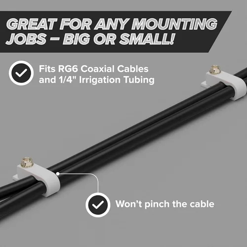 Miniatura 2 de THE CIMPLE CO Clips dobles para cables con tornillos, abrazaderas de cable coaxial de 1/2 pulgada para exteriores, gestión de cables exteriores