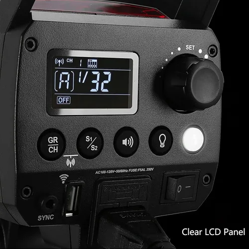 Miniatura 9 de Godox MS200V MS200-V - Luz estroboscópica de estudio, 200W 110V 2.4G Flash de fotografía compacta, lámpara de modelado LED de 10W, monolight