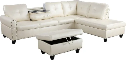 Miniatura 12 de Star Home Living Sofás otomanos seccionales, 97.2 pulgadas de ancho x 69.3 pulgadas de profundidad x 32.3 pulgadas de alto, negro
