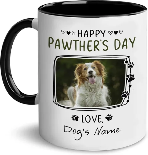 AWE-CREATIVES Taza personalizada de perro para papá, taza de café de cerámica blanca, regalo divertido para papá, taza del día del padre