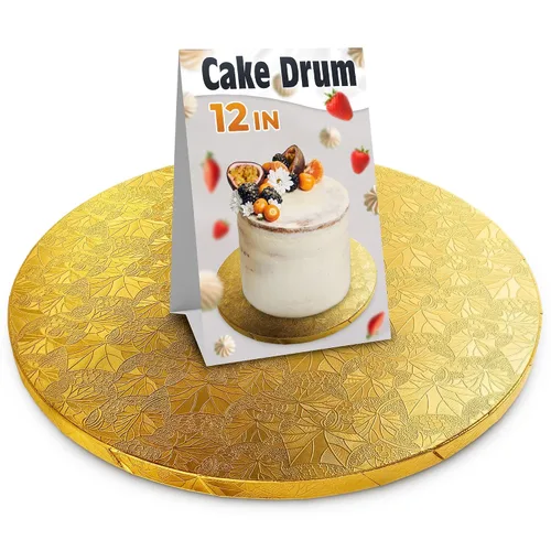 Miniatura 13 de Tambor de pastel de 12 pulgadas, tablero negro para pasteles de celebración listos para fotos, base de cartón redonda de 1/2 pulgada de grosor