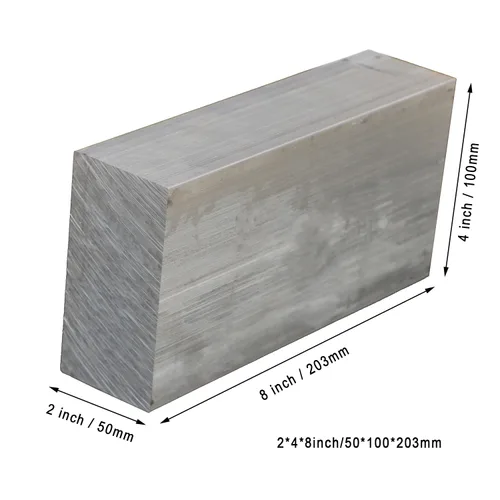 Miniatura 2 de Barra plana cuadrada de aluminio de 2 pulgadas (1.969 in) x 4 pulgadas (3.937 in), placa de uso general 6061, 8 pulgadas de largo, placa de uso