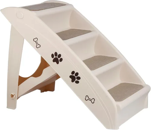 Escaleras para perros y escalones para camas altas, escalera plegable para mascotas para perros pequeños, rampa de plástico antideslizante segura