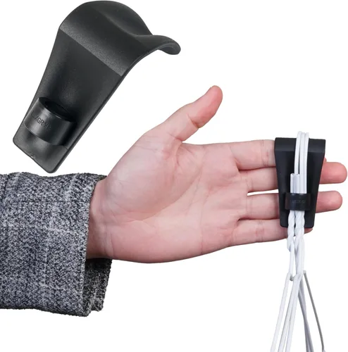 Organizador de perchas y solución de confort (negro) Agarre ergonómico para colgar ropa y compañero de viaje. Acomoda hasta 3-4 perchas universales.