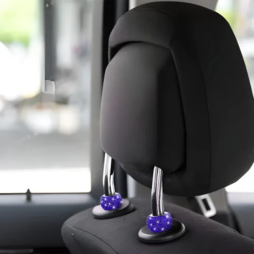 Miniatura 6 de BELOMI Paquete de 4 collares para reposacabezas de automóvil, collares brillantes para reposacabezas de automóvil, decoración de anillos, collares