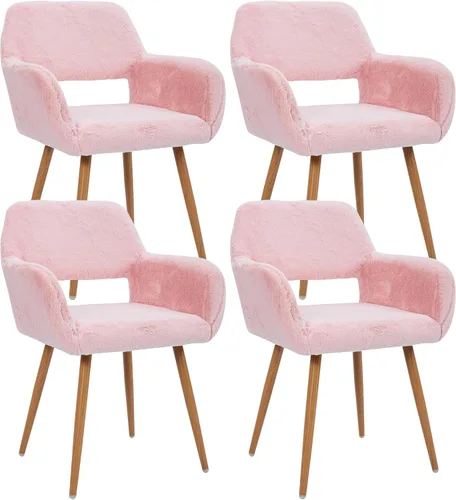 Miniatura 17 de Juego de 1 silla de escritorio para oficina en casa, silla de tocador de tela de pana para maquillaje con respaldo hueco, cómodo sillón con marco