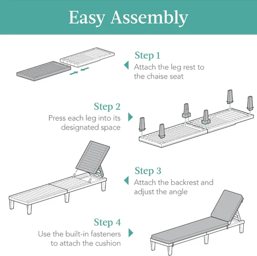 Miniatura 6 de Best Choice Products Sillón para exteriores, tumbona de resina para patio, piscina, patio trasero, porche con cojín de asiento, respaldo ajustable