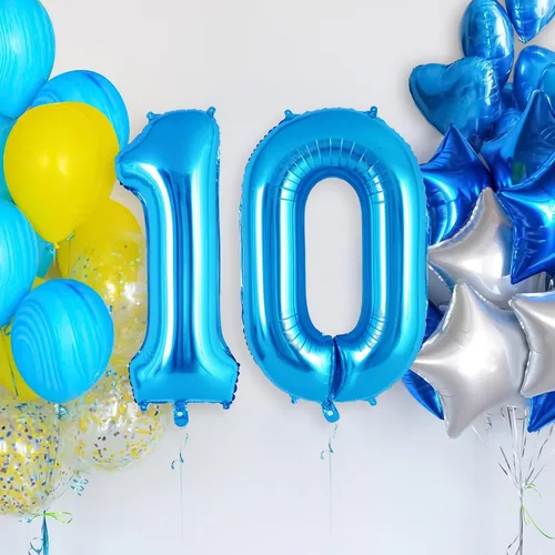 Miniatura 2 de Globo de número 0 azul de 40 pulgadas, globos grandes de papel de aluminio de helio, globos gigantes de Mylar número 0 para suministros