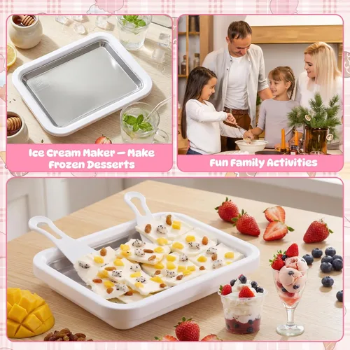 Miniatura 7 de 2 juegos de rodillos de helado instantáneos DIY en casa, máquina de helados enrollados caseros bandeja de yogur congelado para reuniones familiares