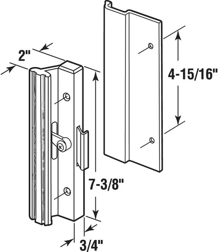 Miniatura 2 de Prime-Line MP1006 - Juego de manijas de puerta corredera de vidrio, estilo abrazadera, montaje en superficie, aluminio (paquete individual)