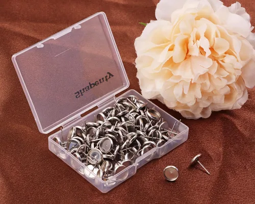 Miniatura 2 de Shapenty Aretes de bisel de cabujón en blanco de acero inoxidable, postes planos y redondos, bandeja de bisel para aretes de resina epoxi, bricolaje