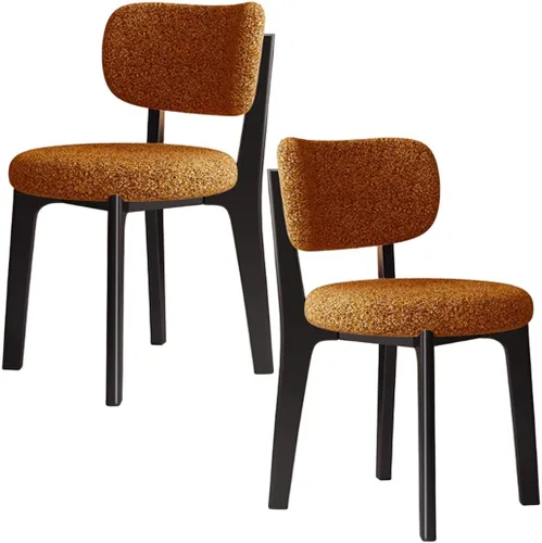Miniatura 65 de YVYKFZD Solid Wood Dining Chairs, Fabric Dining Room Chair Set of 2/4/6, Upholstered Kitchen Chairs with Curved Backrest, Armless Living Room Chair