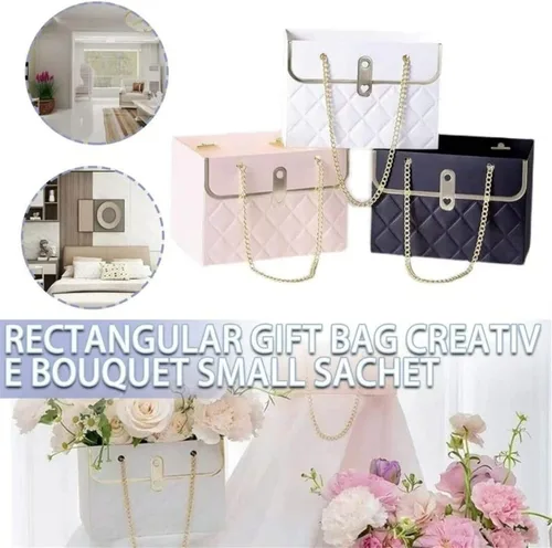 Miniatura 2 de Caja de regalo de papel de flores con cadena de metal, cajas de flores portátiles, cajas para arreglos florales, cajas de flores para arreglos, 4