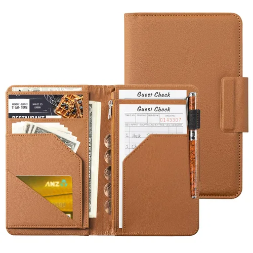 Miniatura 11 de CoBak - Libreta para meseros, organizador compacto con bolsillos transparentes y para dinero, portabolígrafo, se ajusta perfectamente al delantal