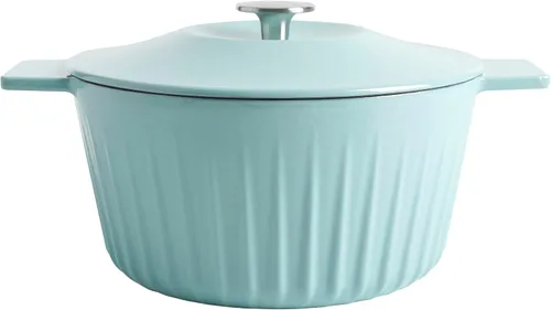 Miniatura 11 de Martha Stewart Gatwick Enameled Cast Iron Braiser with Lid, 3.5-Quart Braiser Pan for Stovetop & Oven, Cast Iron Braising Pan, Blue
