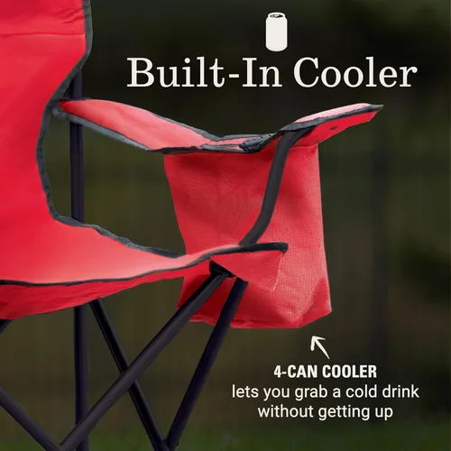 Miniatura 3 de Coleman Portable Camping Chair with 4-Can Cooler, Cushioned Seat & Back with Side Pockets & Cup Holder, Carry Bag Included, Great for Camping