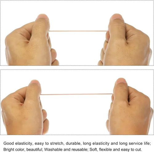 Miniatura 3 de PATIKIL Cuerda elástica elástica de 109 yardas (328.1 ft), cuerda elástica pesada de 0.059 in, albaricoque para manualidades, correas de gancho