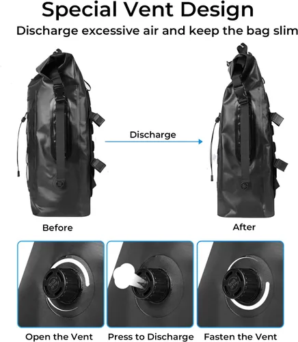 Miniatura 4 de Mochila impermeable para hombres y mujeres – Mochila flotante enrollable para kayak, rafting, canotaje, playa (negro)